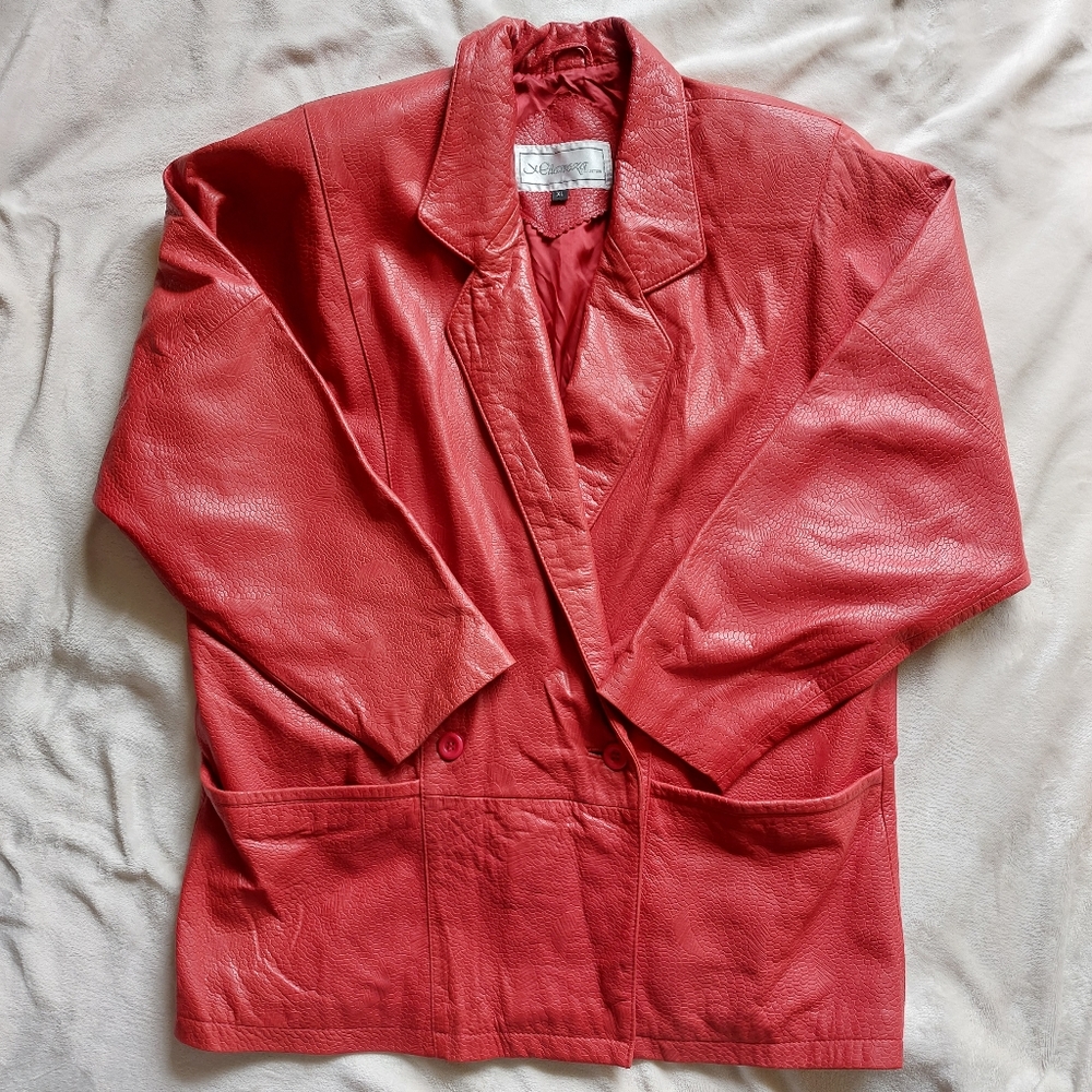Vintage Milanoza Collection Red soft genuine leather jacket size XL